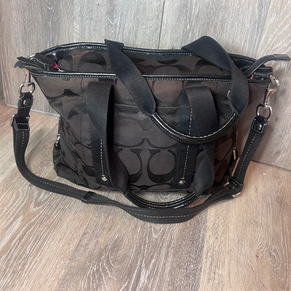 Vintage Coach Black Signature Tote Bag